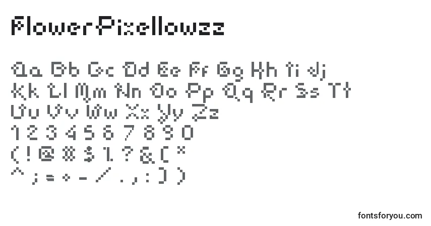 Schriftart FlowerPixellowzz – Alphabet, Zahlen, spezielle Symbole