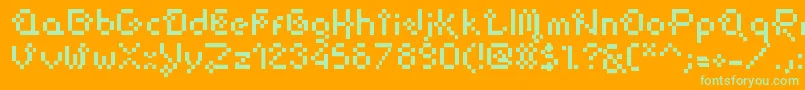 Czcionka FlowerPixellowzz – zielone czcionki na pomarańczowym tle