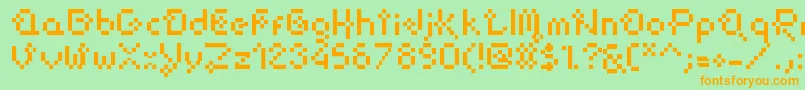 FlowerPixellowzz Font – Orange Fonts on Green Background