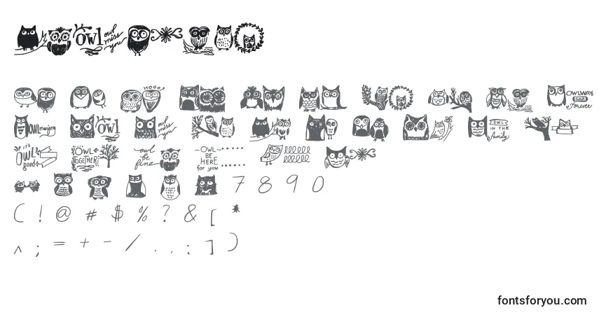 A fonte Owlmazing – alfabeto, números, caracteres especiais