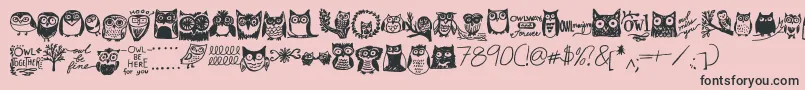 Więcej informacji o czcionce Owlmazing Czcionka Owlmazing – czarne czcionki na różowym tle