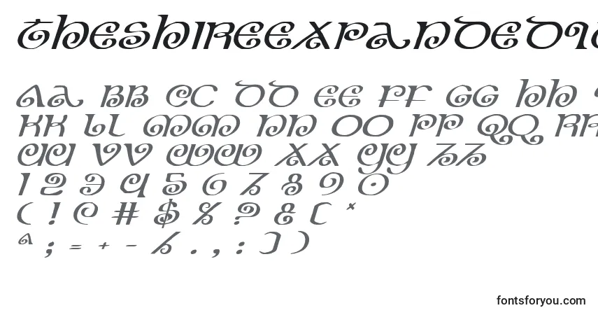 Шрифт TheShireExpandedItalic – алфавит, цифры, специальные символы