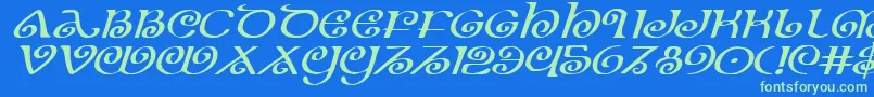 Шрифт TheShireExpandedItalic – зелёные шрифты на синем фоне