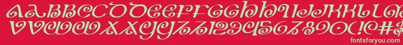 フォントTheShireExpandedItalic – 赤い背景に緑の文字