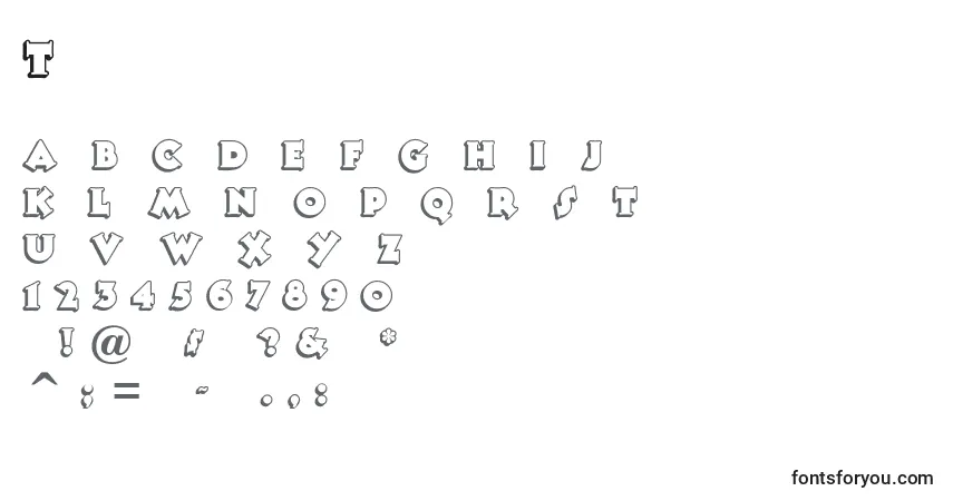 A fonte Tooneynoodle – alfabeto, números, caracteres especiais