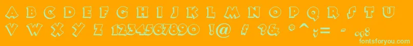 Tooneynoodle Font – Green Fonts on Orange Background