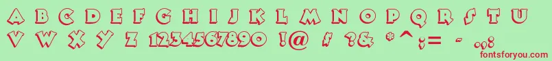 Tooneynoodle Font – Red Fonts on Green Background