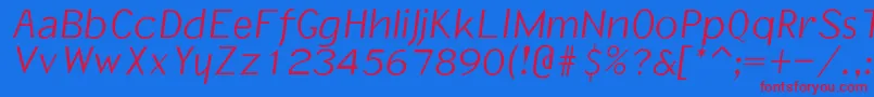 Memo Font – Red Fonts on Blue Background