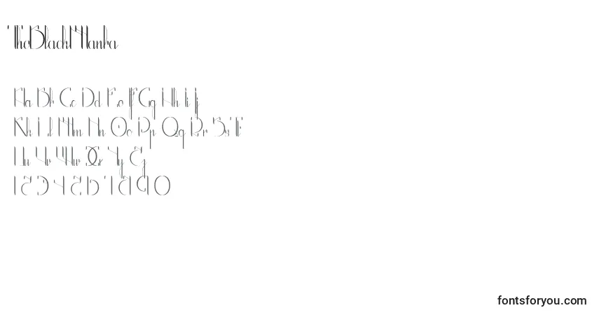 Schriftart TheBlackManba – Alphabet, Zahlen, spezielle Symbole