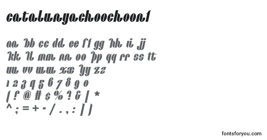 Czcionka Catalunyachoochoonf – alfabet, cyfry, specjalne znaki