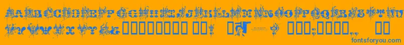 Chasezenjingletruckkarachi-fontti – siniset fontit oranssilla taustalla