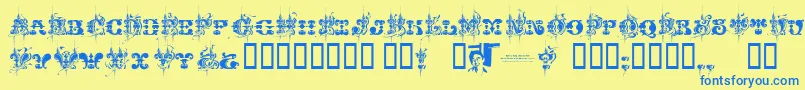 Chasezenjingletruckkarachi-Schriftart – Blaue Schriften auf gelbem Hintergrund