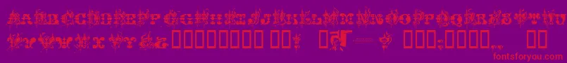 Chasezenjingletruckkarachi-Schriftart – Rote Schriften auf violettem Hintergrund