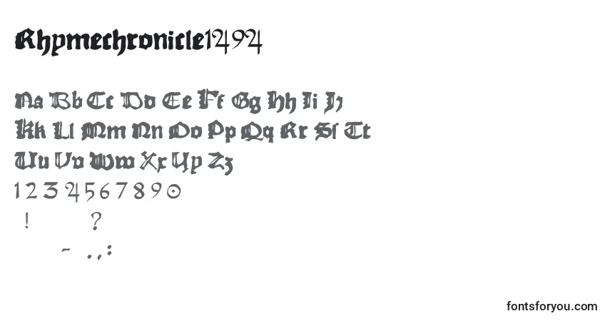Schriftart Rhymechronicle1494 – Alphabet, Zahlen, spezielle Symbole