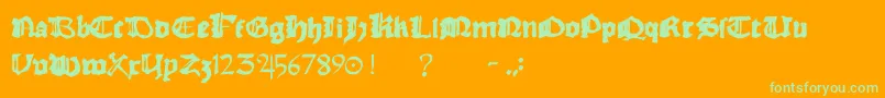 Rhymechronicle1494-Schriftart – Grüne Schriften auf orangefarbenem Hintergrund