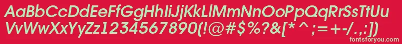 フォントAvant16 – 赤い背景に緑の文字
