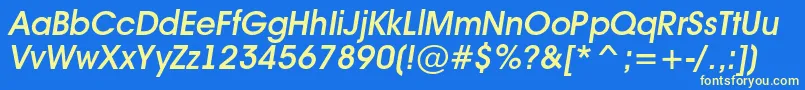 Avant16 Font – Yellow Fonts on Blue Background