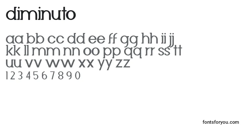 Schriftart Diminuto – Alphabet, Zahlen, spezielle Symbole
