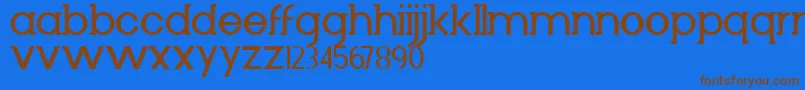 フォントDiminuto – 茶色の文字が青い背景にあります。