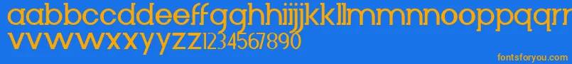 Czcionka Diminuto – pomarańczowe czcionki na niebieskim tle