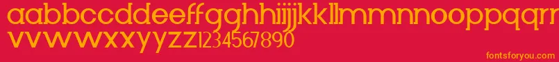 フォントDiminuto – 赤い背景にオレンジの文字