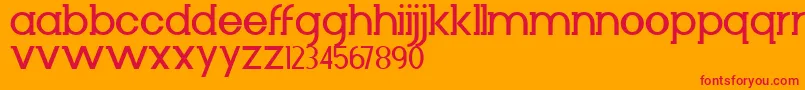 フォントDiminuto – オレンジの背景に赤い文字