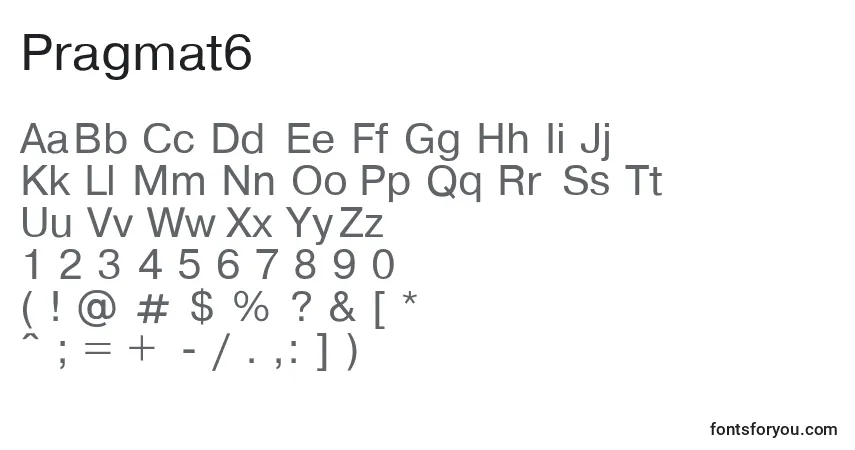 Schriftart Pragmat6 – Alphabet, Zahlen, spezielle Symbole