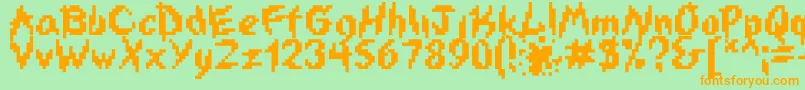 Iswasted-Schriftart – Orangefarbene Schriften auf grünem Hintergrund