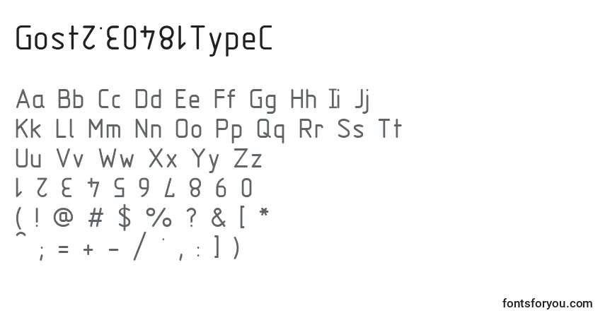 Schriftart Gost2.30481TypeC – Alphabet, Zahlen, spezielle Symbole