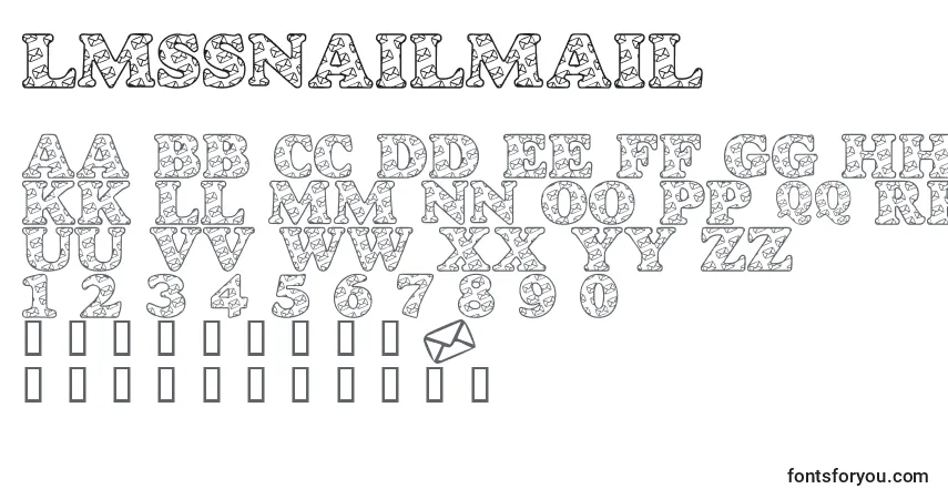 A fonte LmsSnailMail – alfabeto, números, caracteres especiais