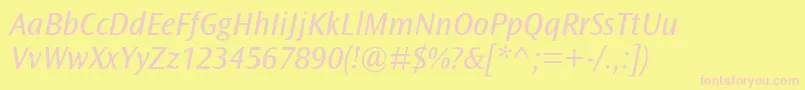 OceansansstdBookita Font – Pink Fonts on Yellow Background