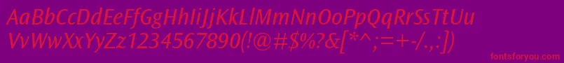 OceansansstdBookita Font – Red Fonts on Purple Background