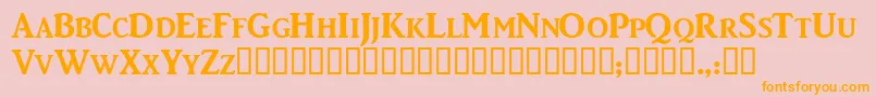 フォントCaddyscapssskBold – オレンジの文字がピンクの背景にあります。