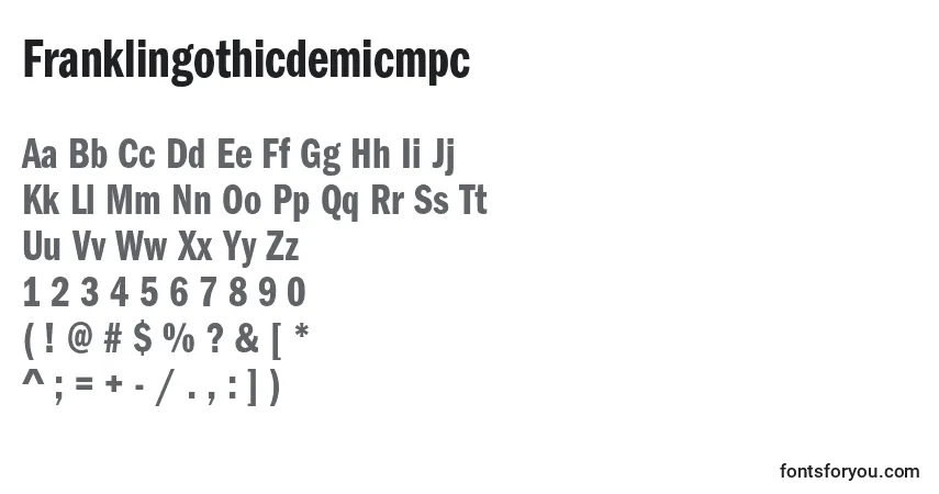 A fonte Franklingothicdemicmpc – alfabeto, números, caracteres especiais