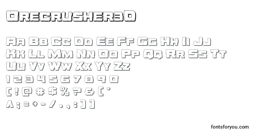 Schriftart Orecrusher3D – Alphabet, Zahlen, spezielle Symbole
