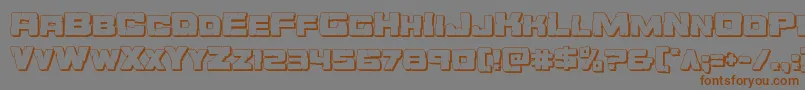 フォントOrecrusher3D – 茶色の文字が灰色の背景にあります。