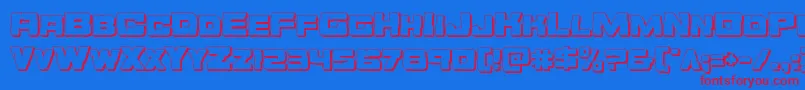 Orecrusher3D-Schriftart – Rote Schriften auf blauem Hintergrund
