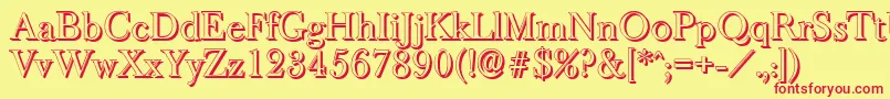 BaskeroldshadowRegular Font – Red Fonts on Yellow Background