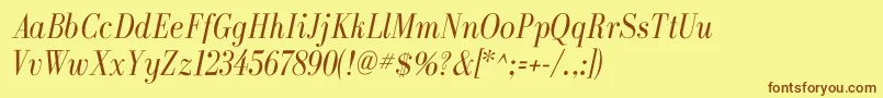 GalileoflfItalic-fontti – ruskeat fontit keltaisella taustalla