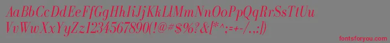 フォントGalileoflfItalic – 赤い文字の灰色の背景
