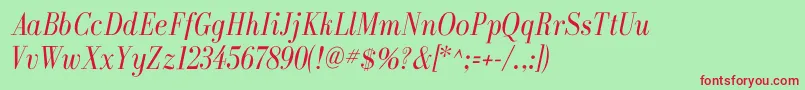 GalileoflfItalic Font – Red Fonts on Green Background