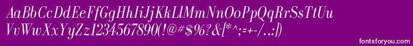 GalileoflfItalic-Schriftart – Weiße Schriften auf violettem Hintergrund