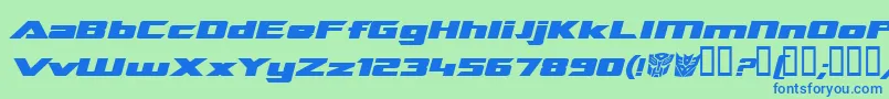 TransroboticsExtendedBoldItalic Font – Blue Fonts on Green Background