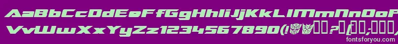 TransroboticsExtendedBoldItalic Font – Green Fonts on Purple Background