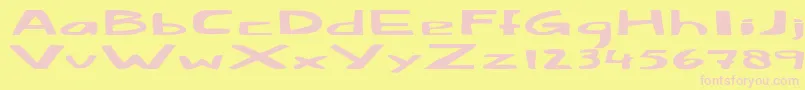 フォントFatlittlepiggy – ピンクのフォント、黄色の背景