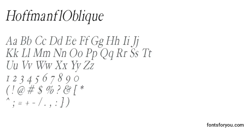 Schriftart HoffmanflOblique – Alphabet, Zahlen, spezielle Symbole