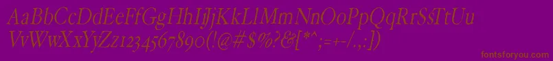 HoffmanflOblique-Schriftart – Braune Schriften auf violettem Hintergrund