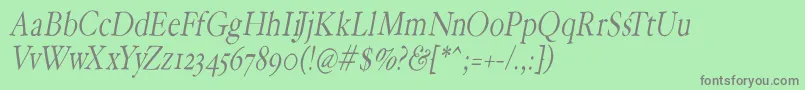 HoffmanflOblique-Schriftart – Graue Schriften auf grünem Hintergrund