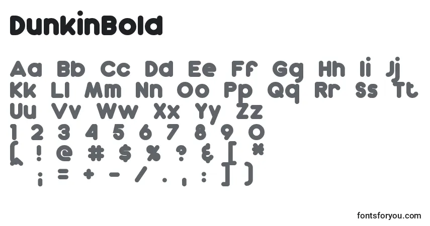 DunkinBold-fontti – aakkoset, numerot, erikoismerkit