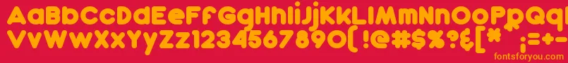 フォントDunkinBold – 赤い背景にオレンジの文字